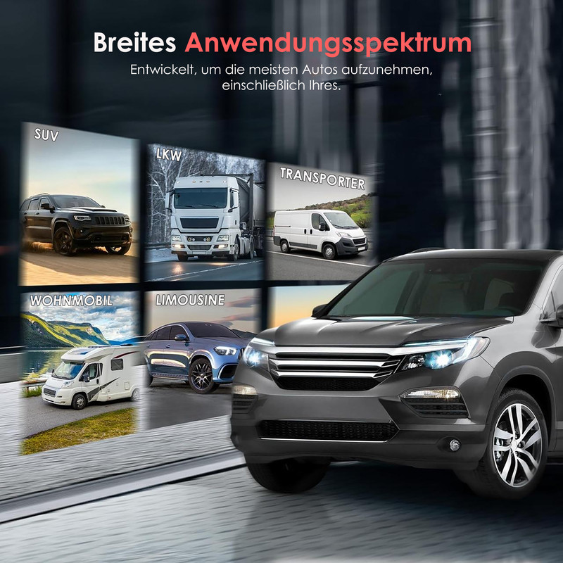 Breites Anwendungsspektrum: SUV, LKW, Transporter, Wohnmobil, Limousine.