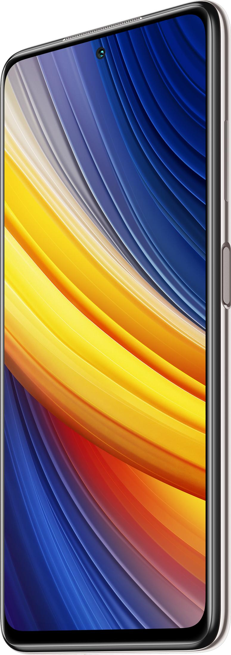 Ein Smartphone mit einem farbenfrohen Wellenmuster auf dem Bildschirm.