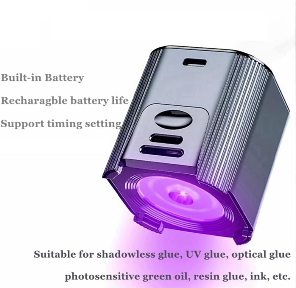 Kompakte UV-Lampe mit lila Licht, ideal für Klebstoffe und Harze.