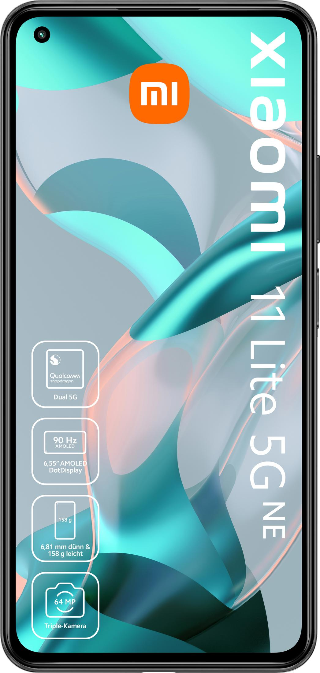 Xiaomi 11 Lite 5G NE mit Qualcomm Snapdragon, 90 Hz AMOLED Display, 64 MP Triple-Kamera.