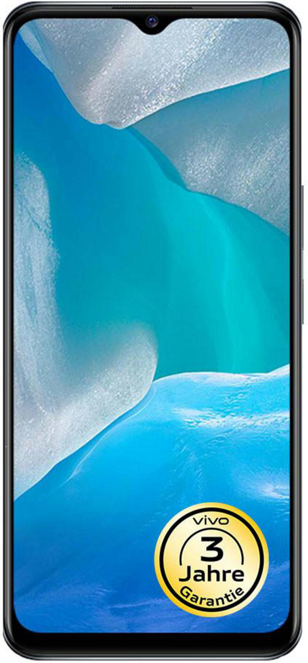 Uno smartphone Vivo con sigillo di garanzia di 3 anni su sfondo blu.