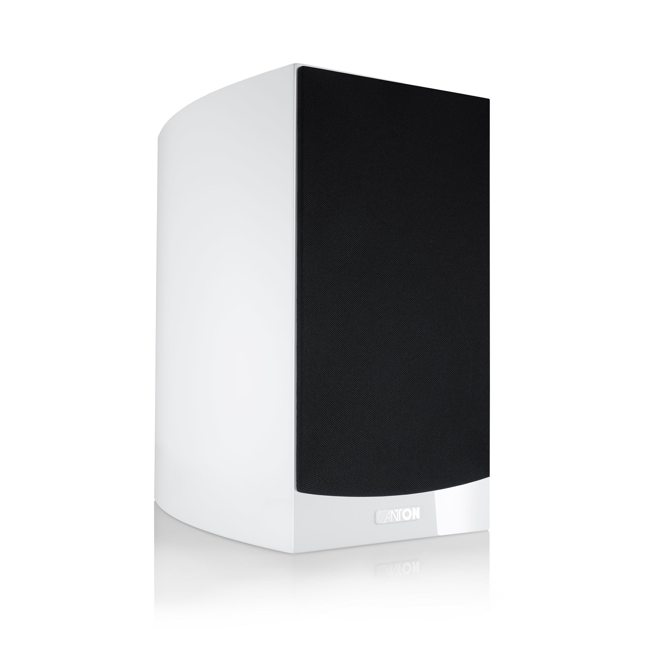 A white speaker with a black grille and the Canton logo.