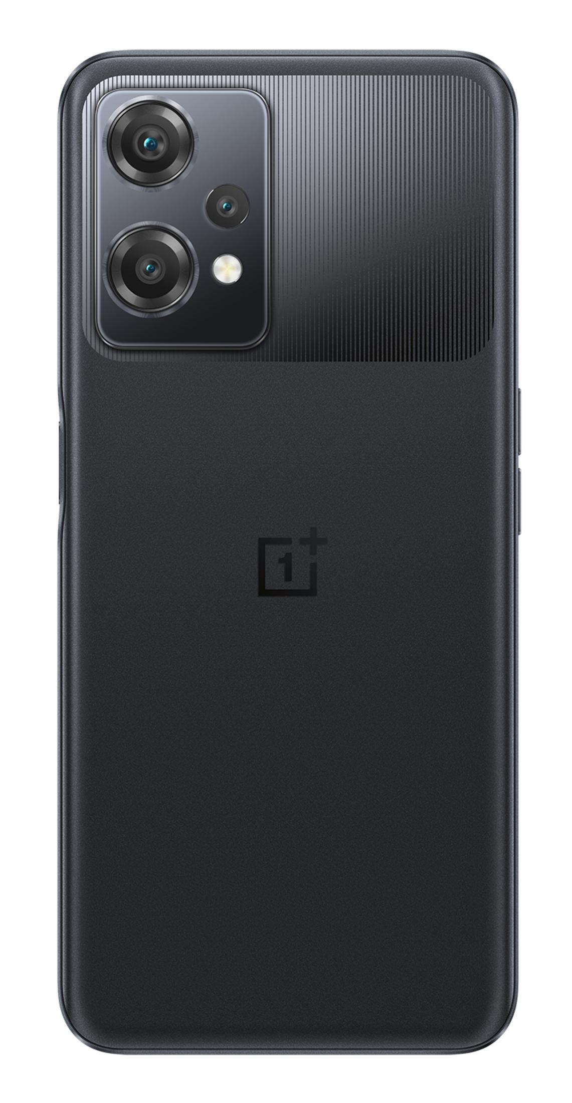 Retro di uno smartphone nero con modulo fotocamera e logo.