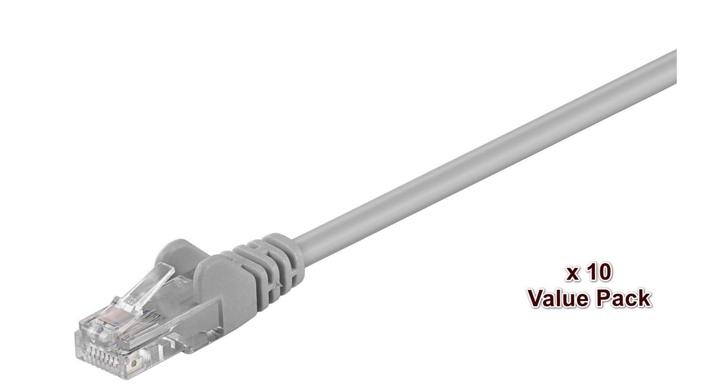 Cavo di rete grigio con connettore RJ45, Pacco da 10.