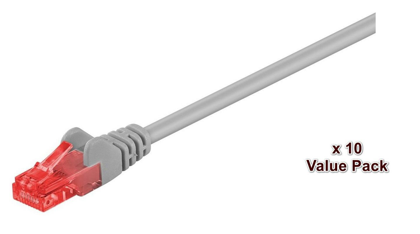 Cavo di rete grigio con connettore rosso, confezione da 10.