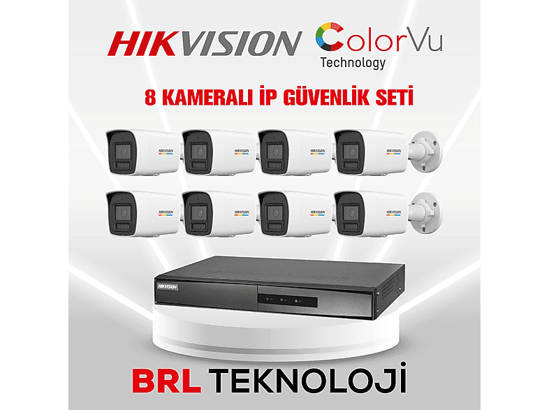 DAHUA 8 Kameralı 4 Mp ColorVu DS-2CD1047G2H-LIUF (Dahili Mikrofonlu) IP Güvenlik Kamerası Seti Beyaz