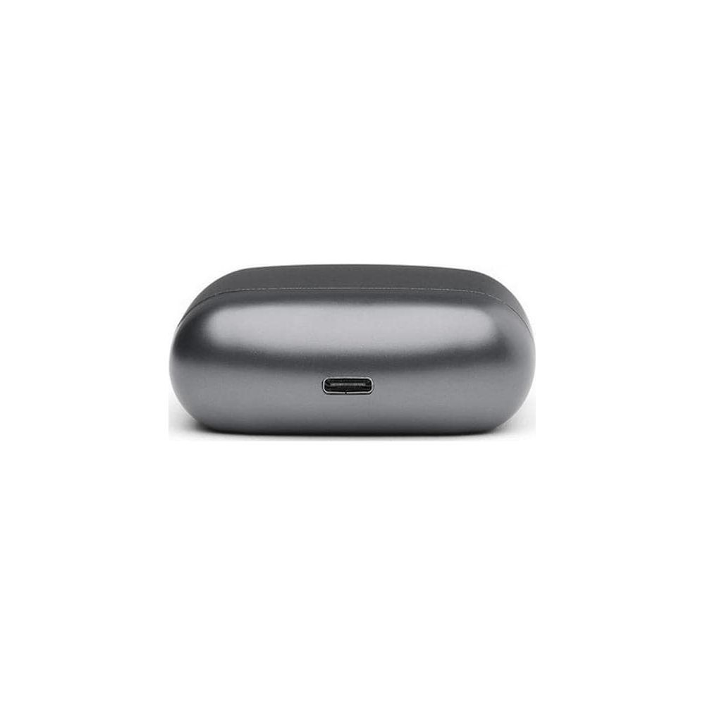 Graues Ladecase für kabellose Kopfhörer mit USB-C-Anschluss.