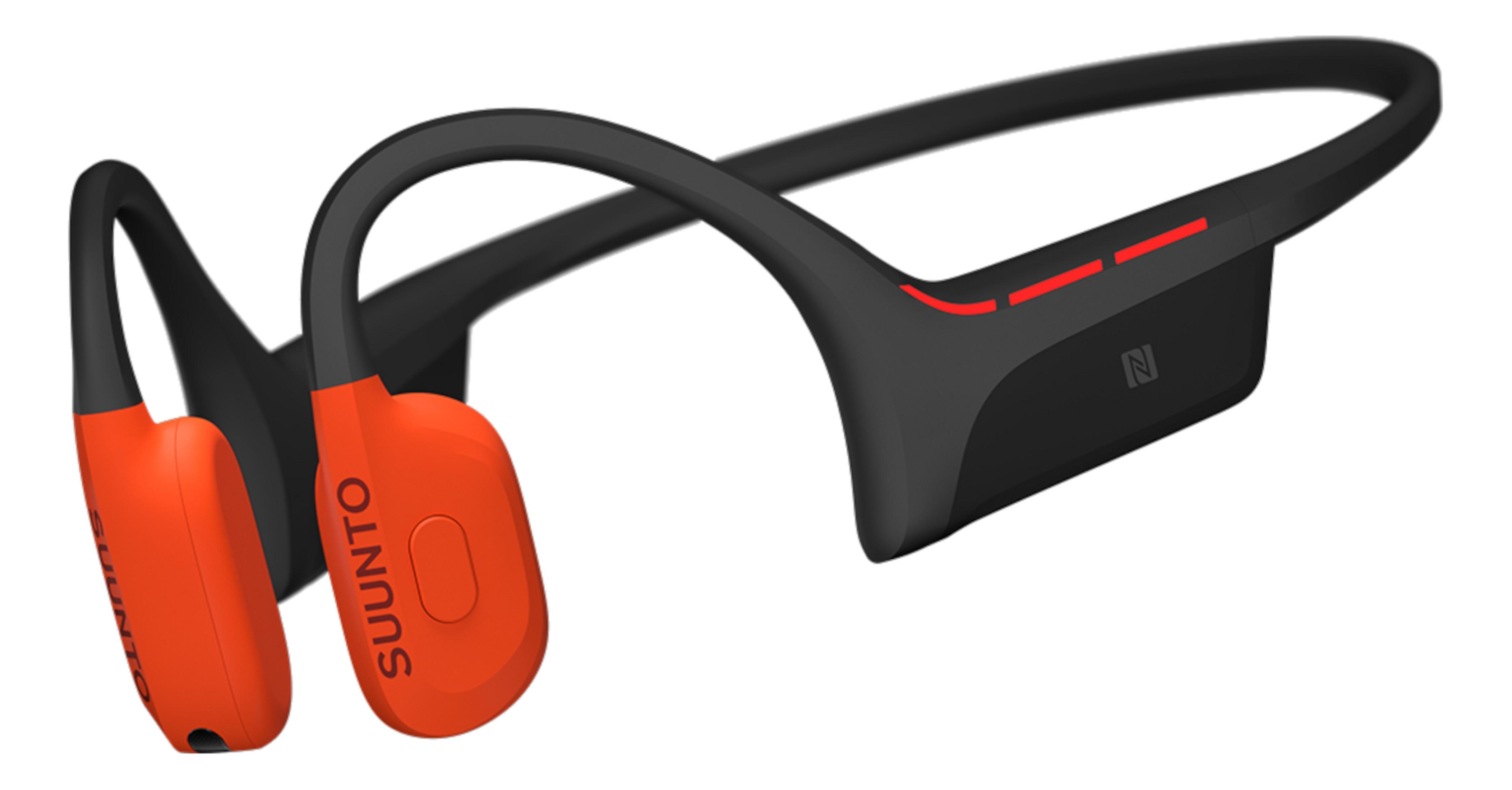Orange und schwarze Kopfhörer mit N-Logo und roten Akzenten.