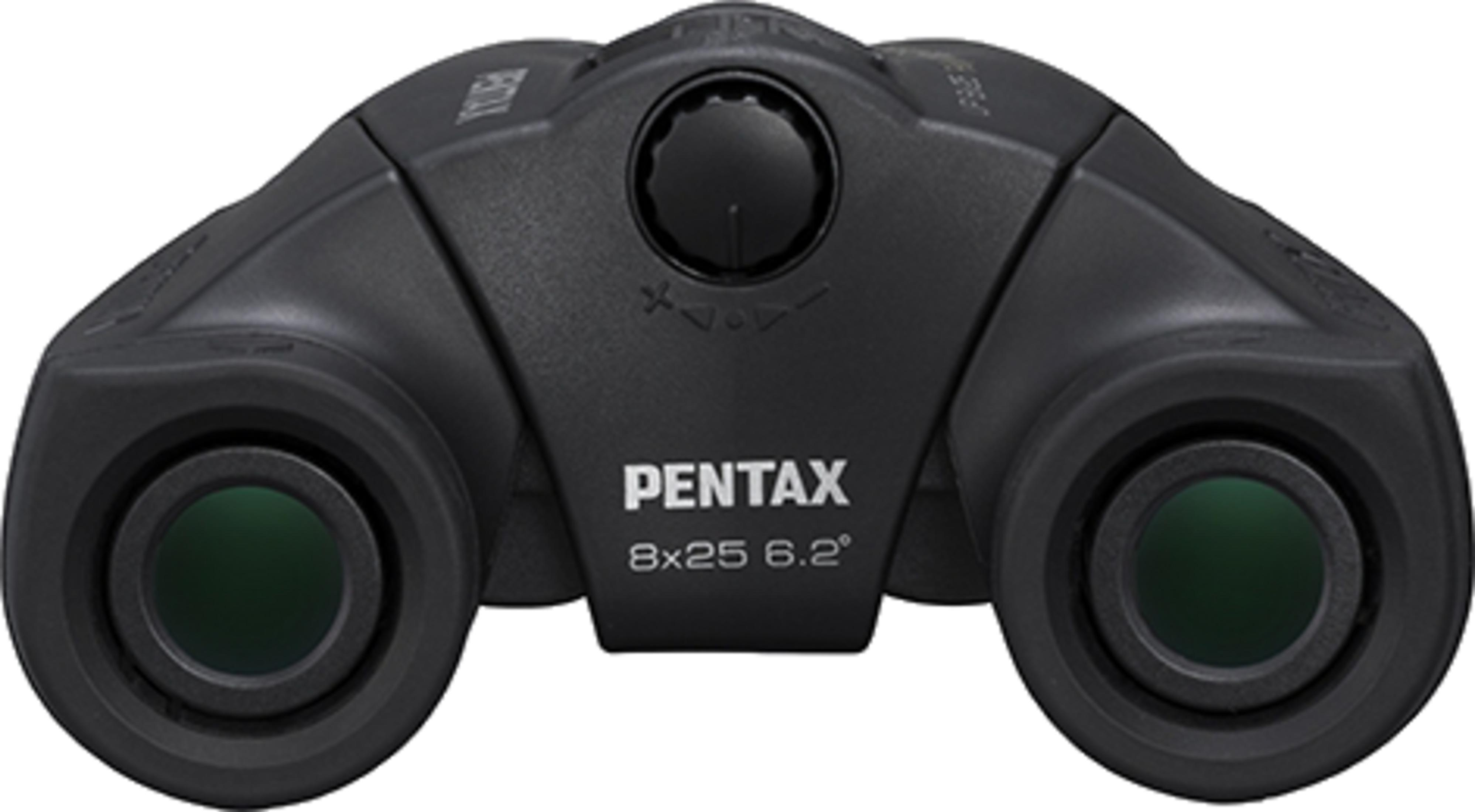 Schwarze Pentax 8x25 6.2° Ferngläser mit Fokusrad.