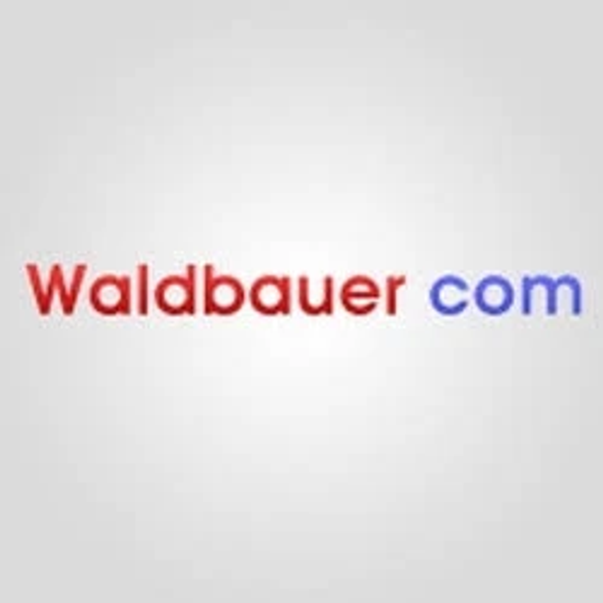 Wald.bauer.com en texto rojo y azul sobre fondo gris.