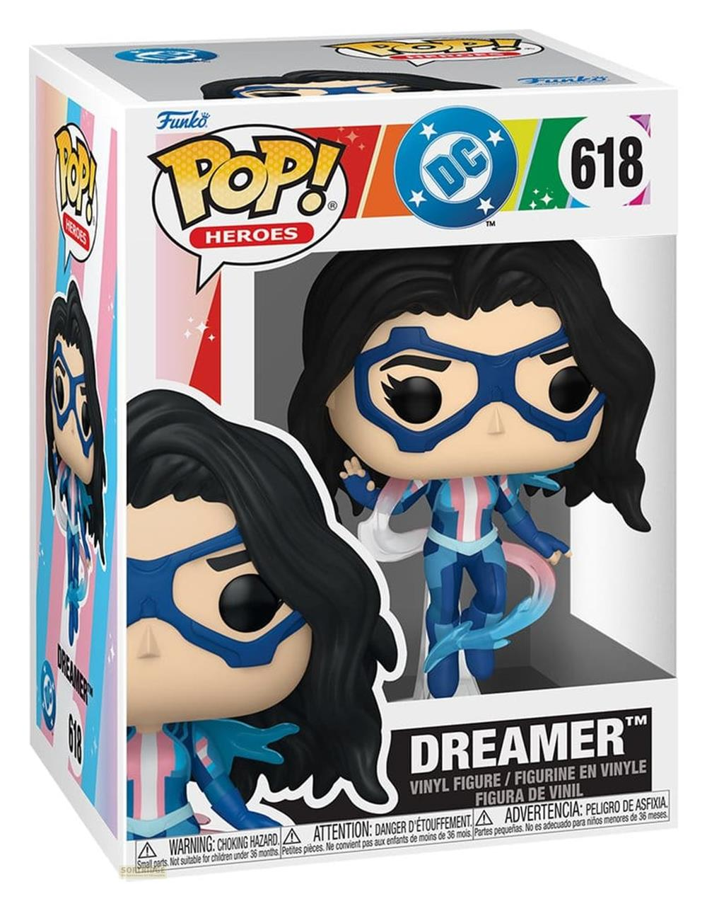 Funko Pop! DC Dreamer Vinylfigur, Nr. 618, mit blauer Maske und gestreiftem Anzug.