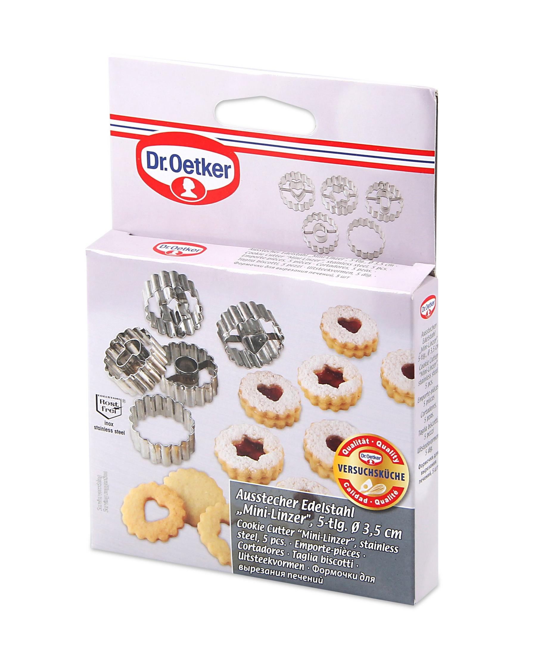 Dr. Oetker Mini Linzer Ausstecher Set aus Edelstahl, 5 Stück, 3,5 cm.