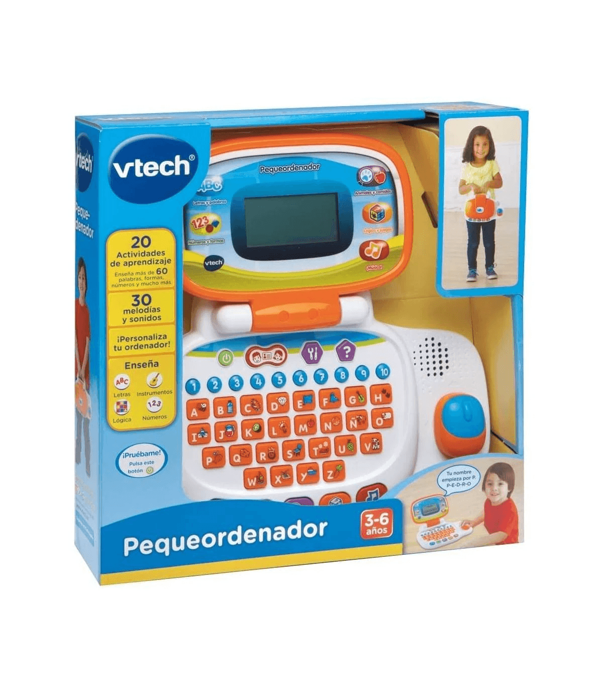 Portátil de juguete VTech Pequeordenador en caja. Con pantalla, teclado, ratón y gráficos.