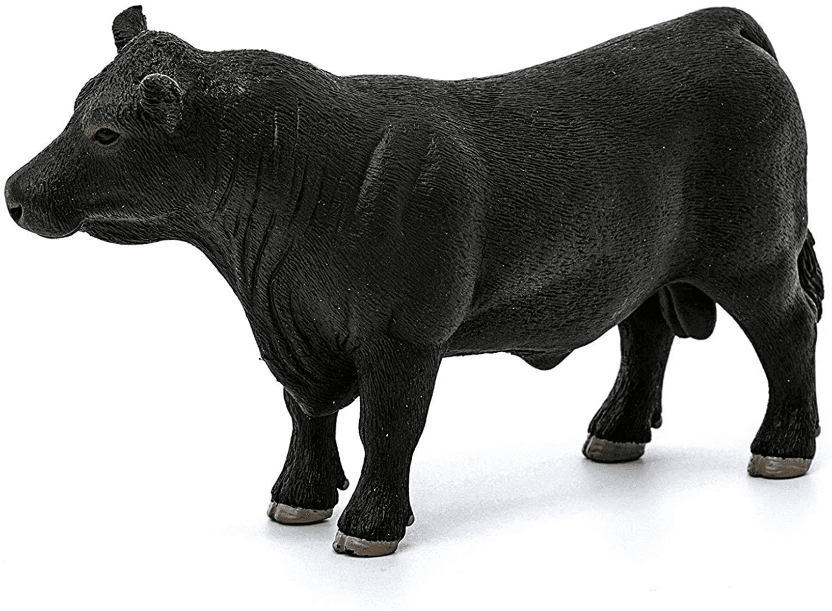 Un toro nero sta su sfondo bianco.