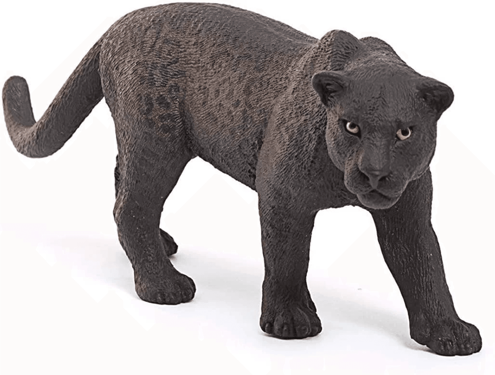 Figura di pantera nera con pelliccia dettagliata su sfondo bianco.