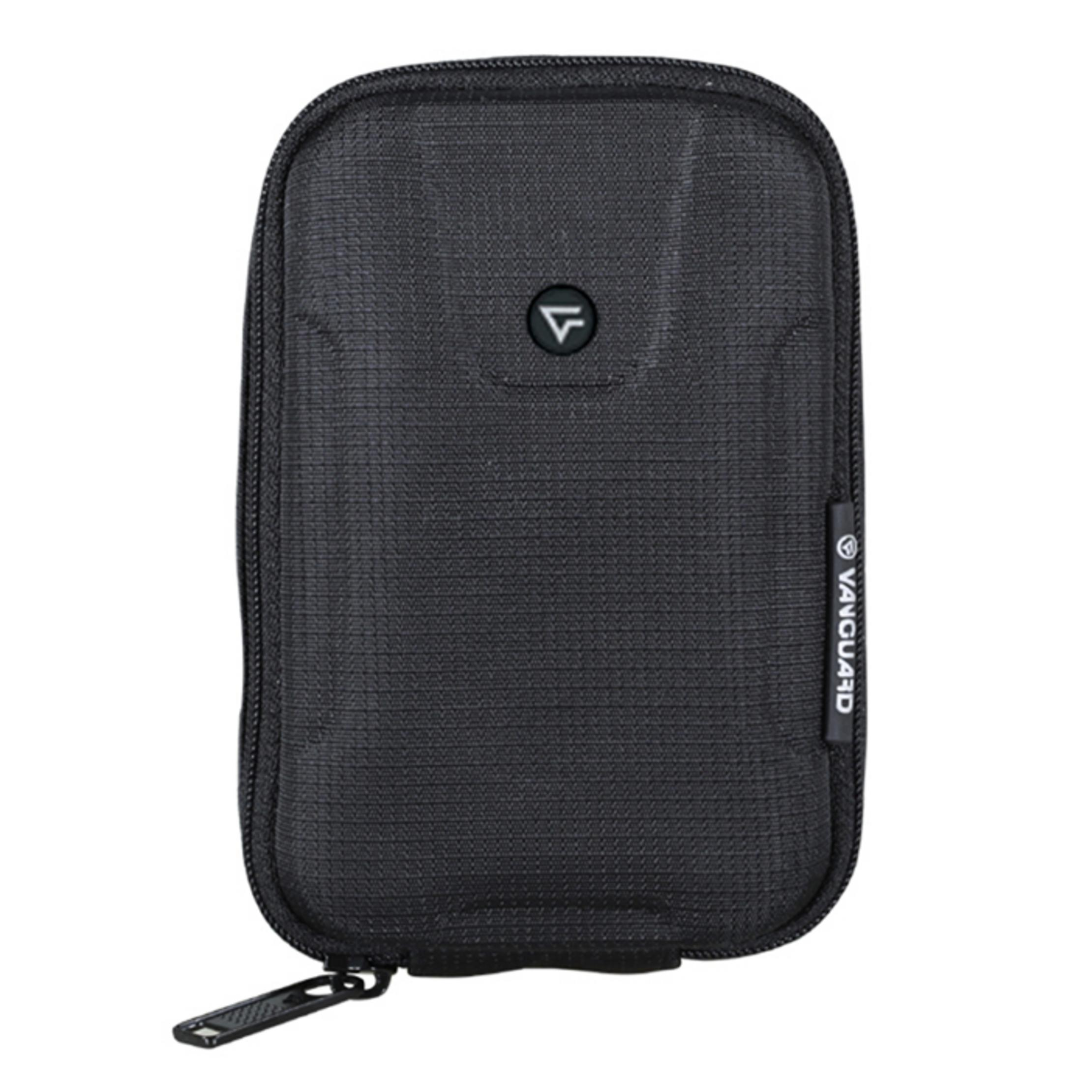 Black camera case with zipper and Vanguard logo.