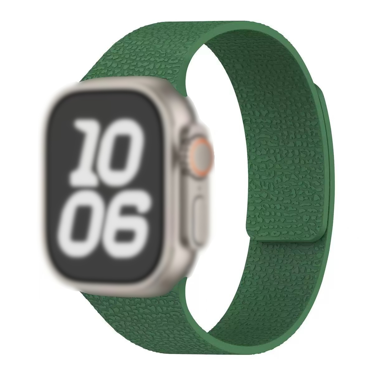 Zielony, fakturowany smartwatch z zegarem 10:06.