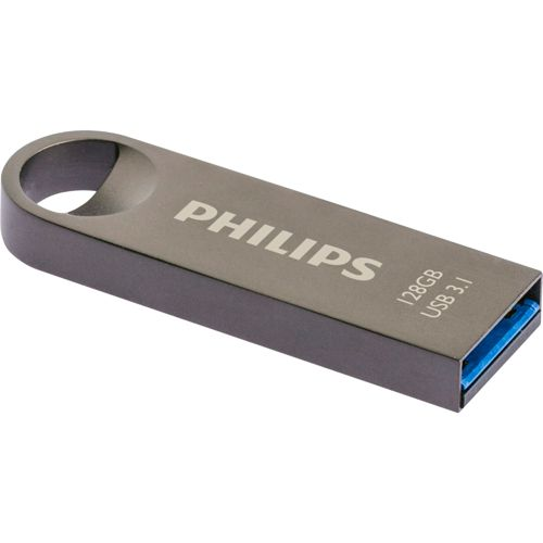 Penna USB Philips grigia da 128GB USB 3.1 con foro portachiavi.
