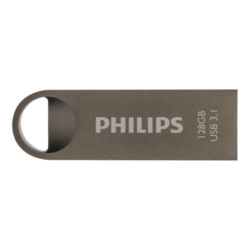 Chiavetta USB 3.1 Philips grigia, 128 GB, con anello.
