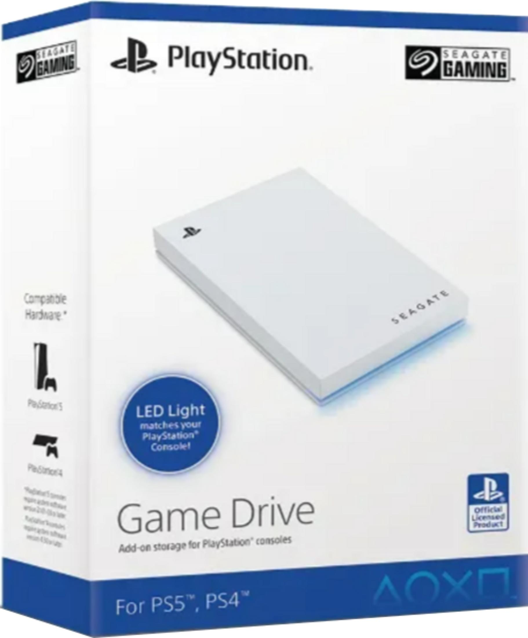 Seagate Game Drive packaging for PS5 and PS4, with PlayStation branding.