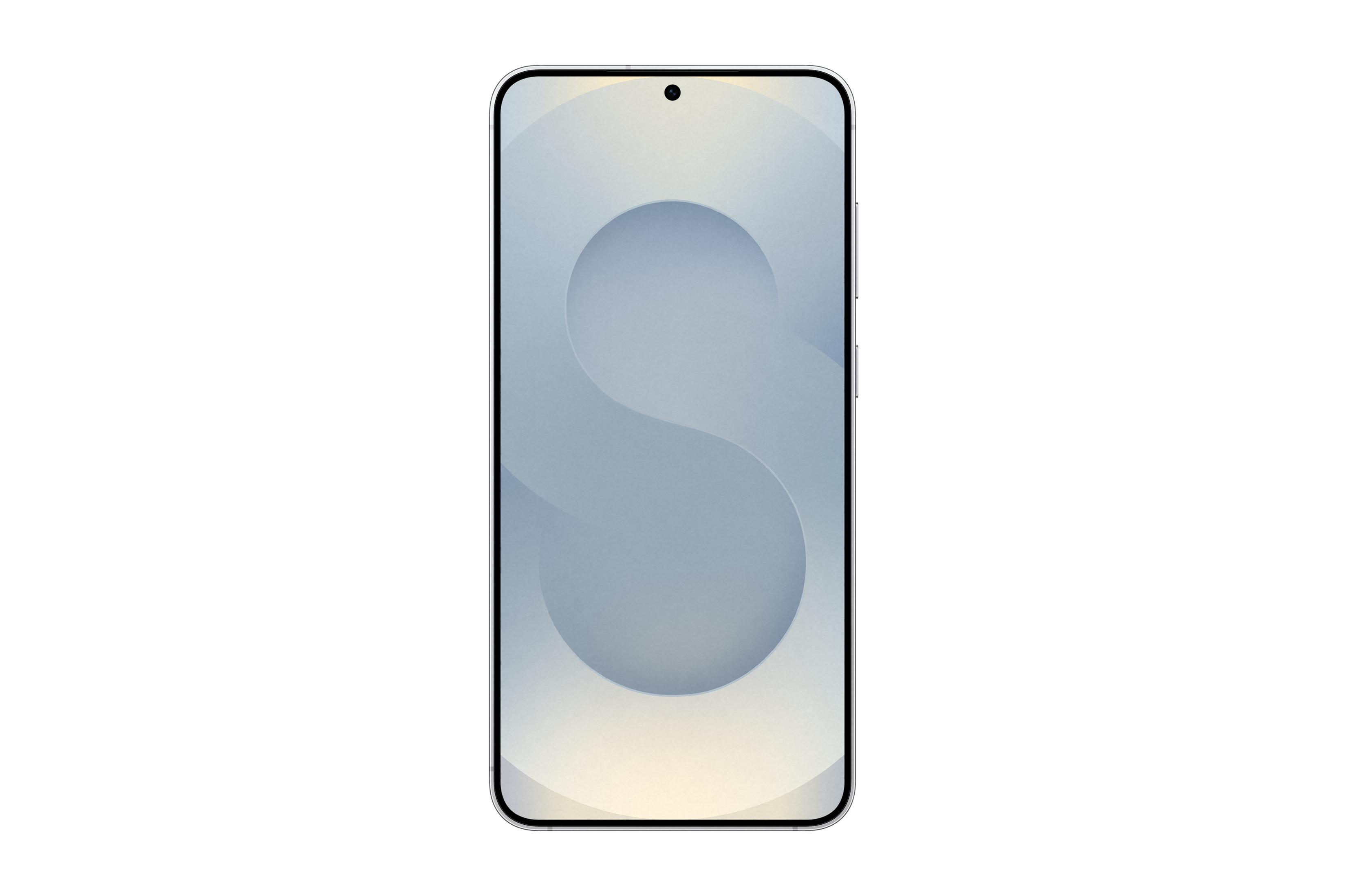 Un smartphone moderno con un icono de S estilizado en su pantalla.
