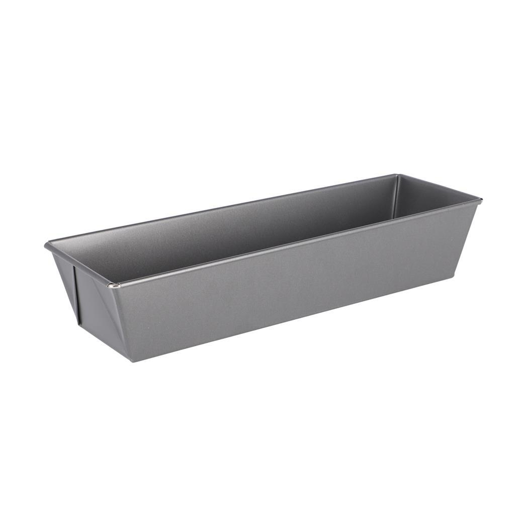 Szara metalowa forma do pieczenia chleba.