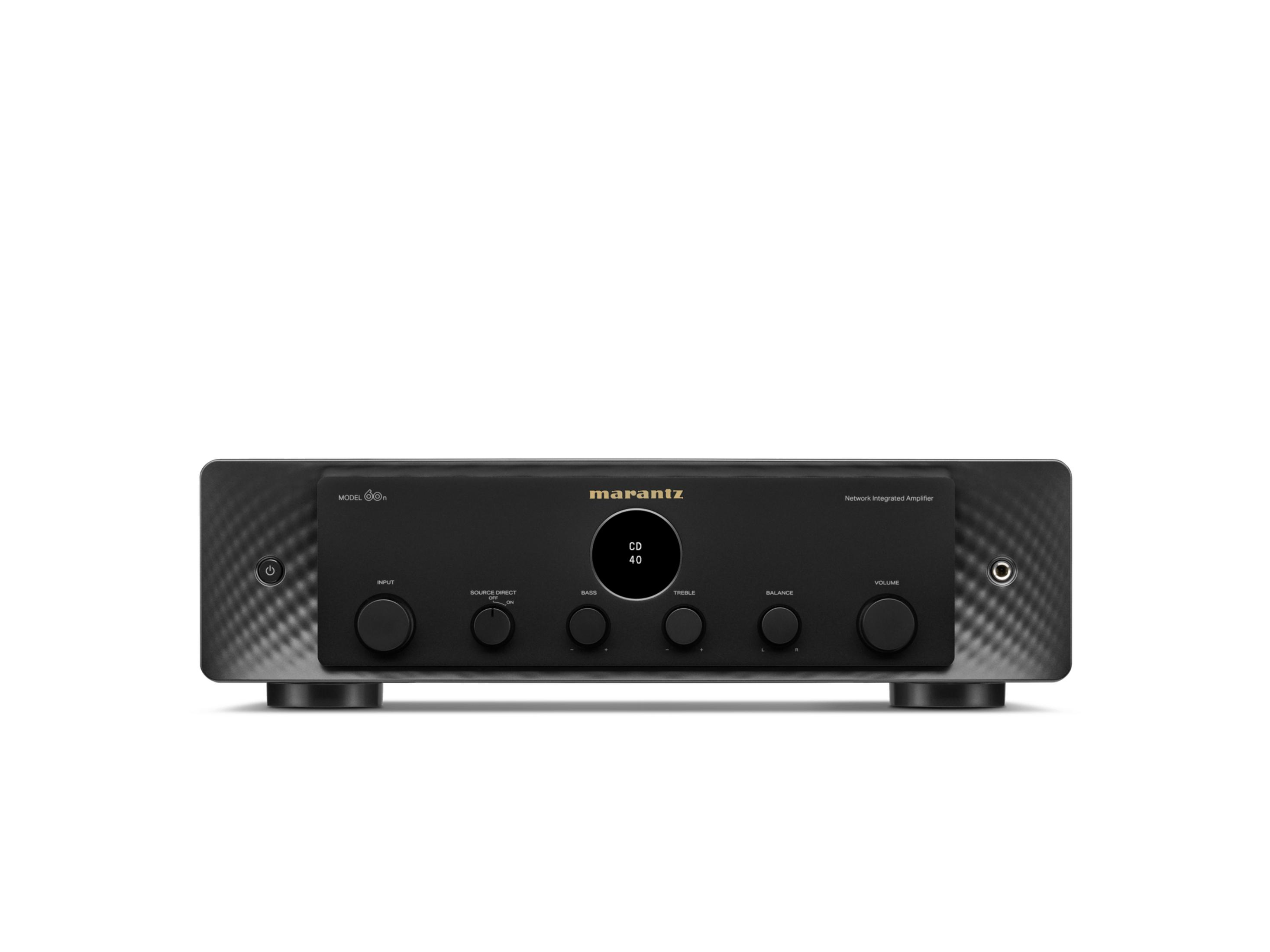 Schwarzer Marantz Verstärker mit Knöpfen und einem CD 40 Display.