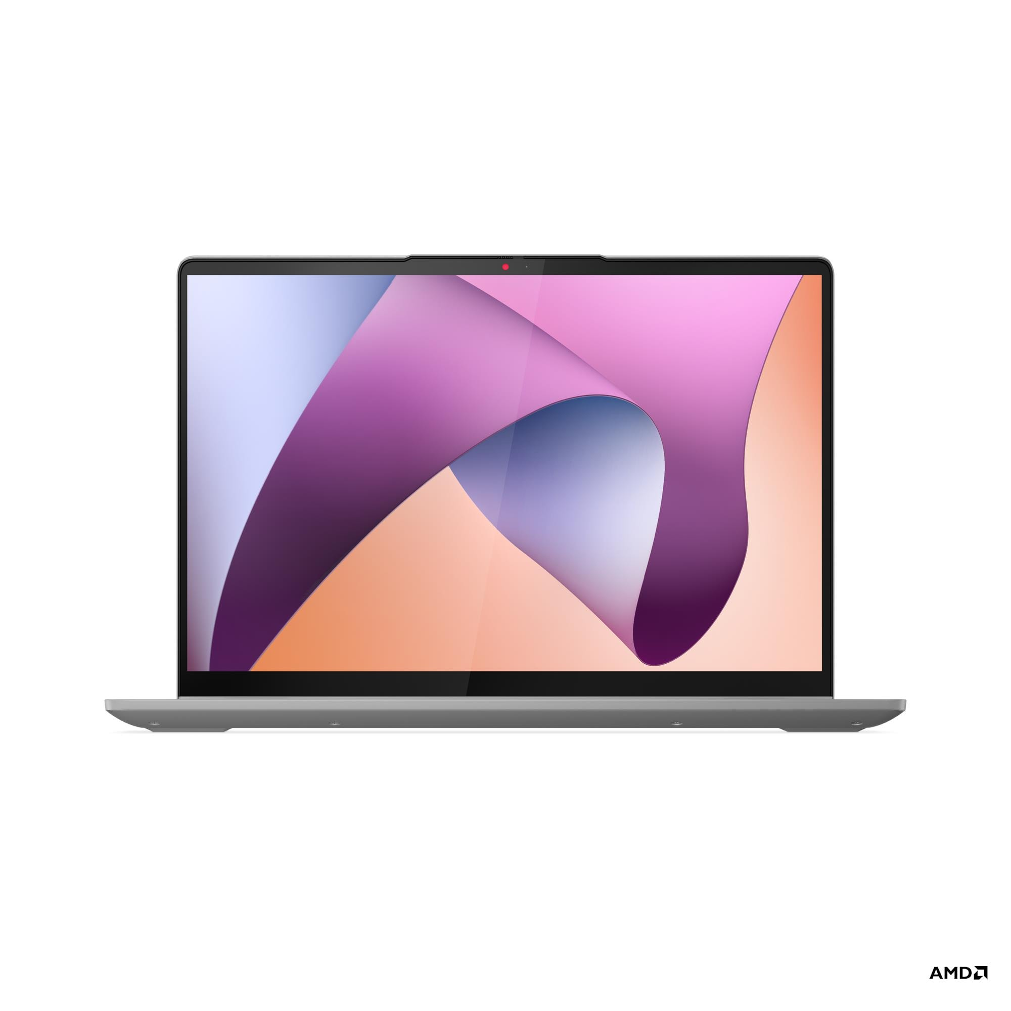 Un laptop argento con uno sfondo colorato sullo schermo.