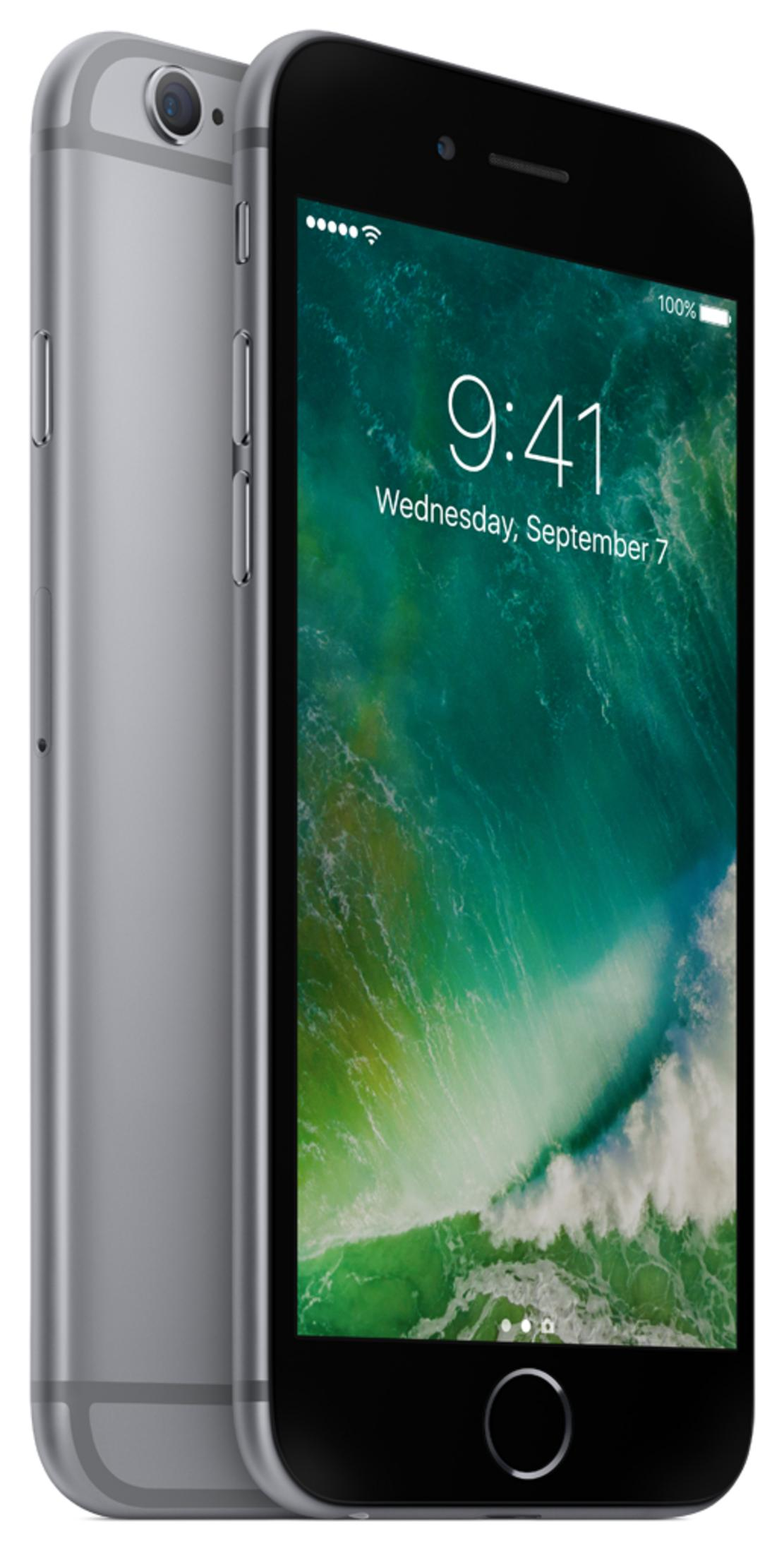 Silbernes iPhone 6s mit Sperrbildschirm, 9:41 Uhr, Mittwoch, 7. September.