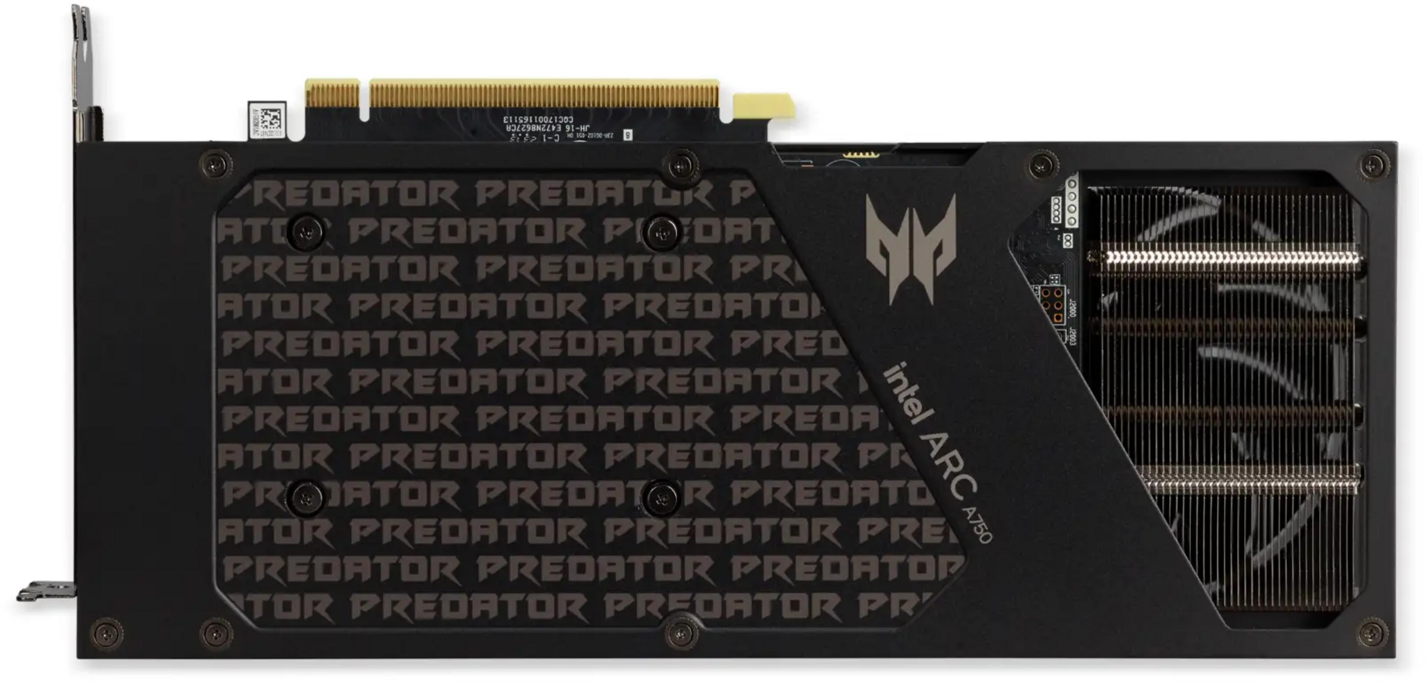 Scheda grafica nera con testo Predator e ventole.