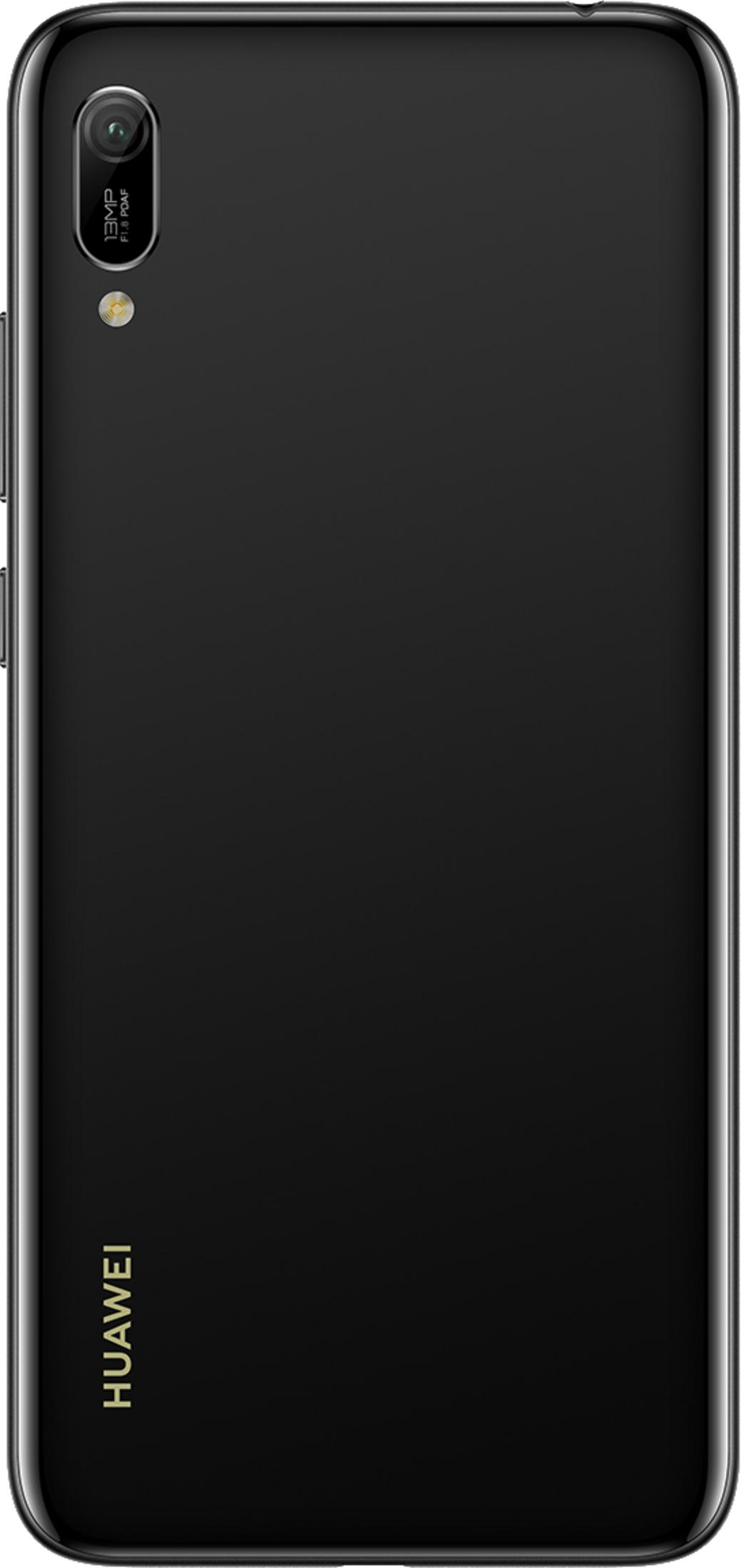 Rückseite eines schwarzen Huawei Smartphones mit Kameraobjektiv und Logo.