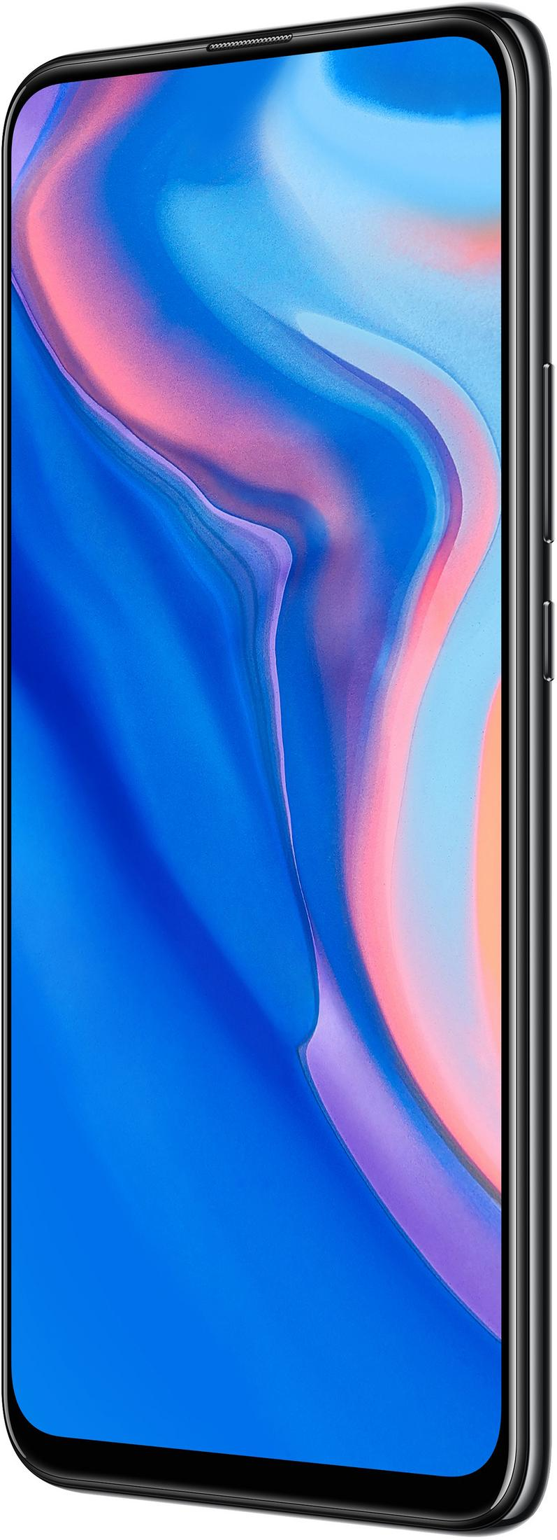 Uno smartphone con sfondo astratto blu e rosa.