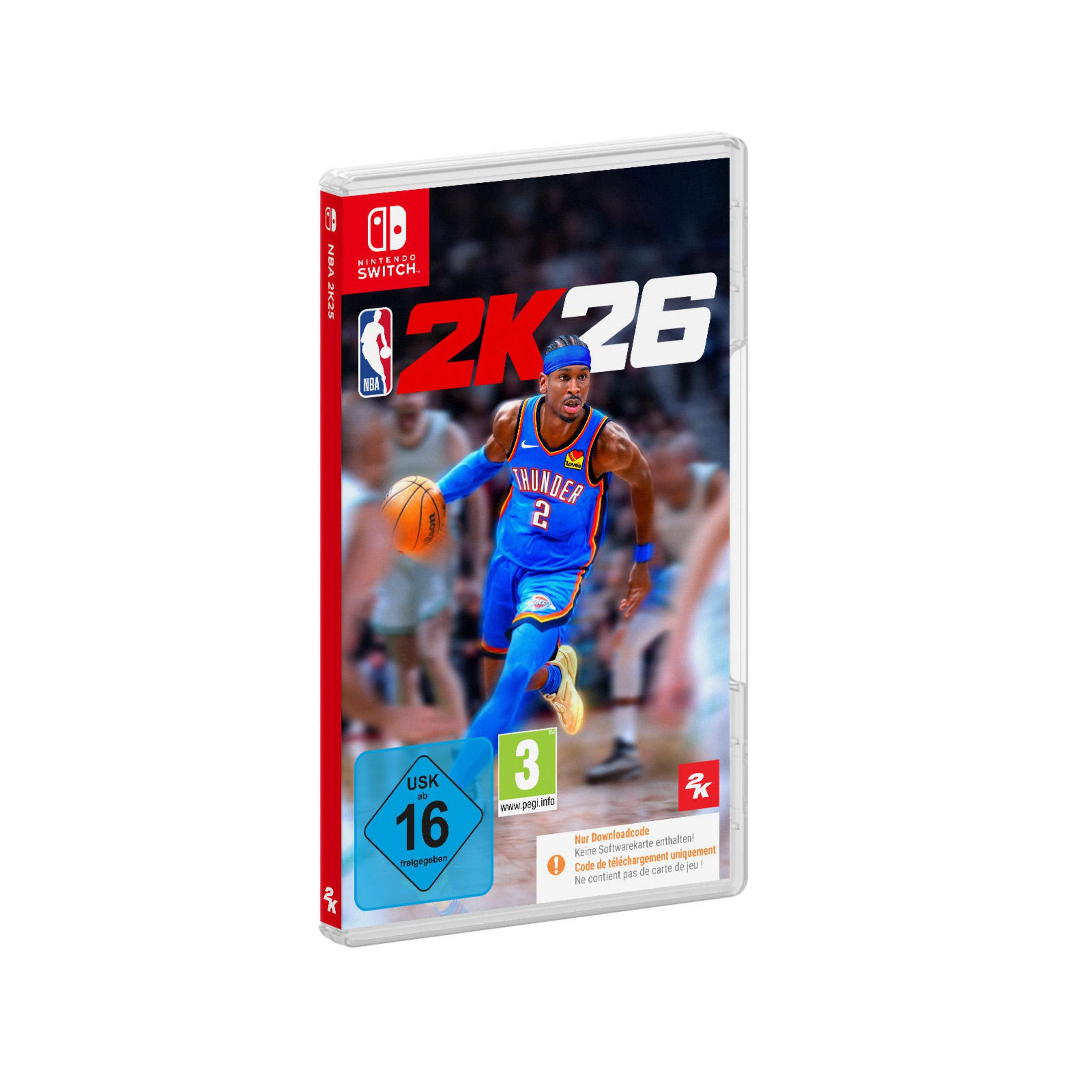 Custodia Nintendo Switch NBA 2K26 con un giocatore in maglia blu.