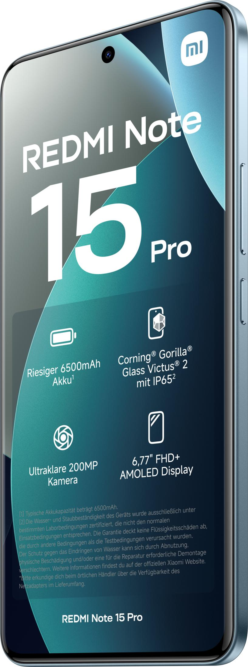 Redmi Note 15 Pro featuring a 6500mAh battery, 200MP camera, and 6.77" AMOLED display.