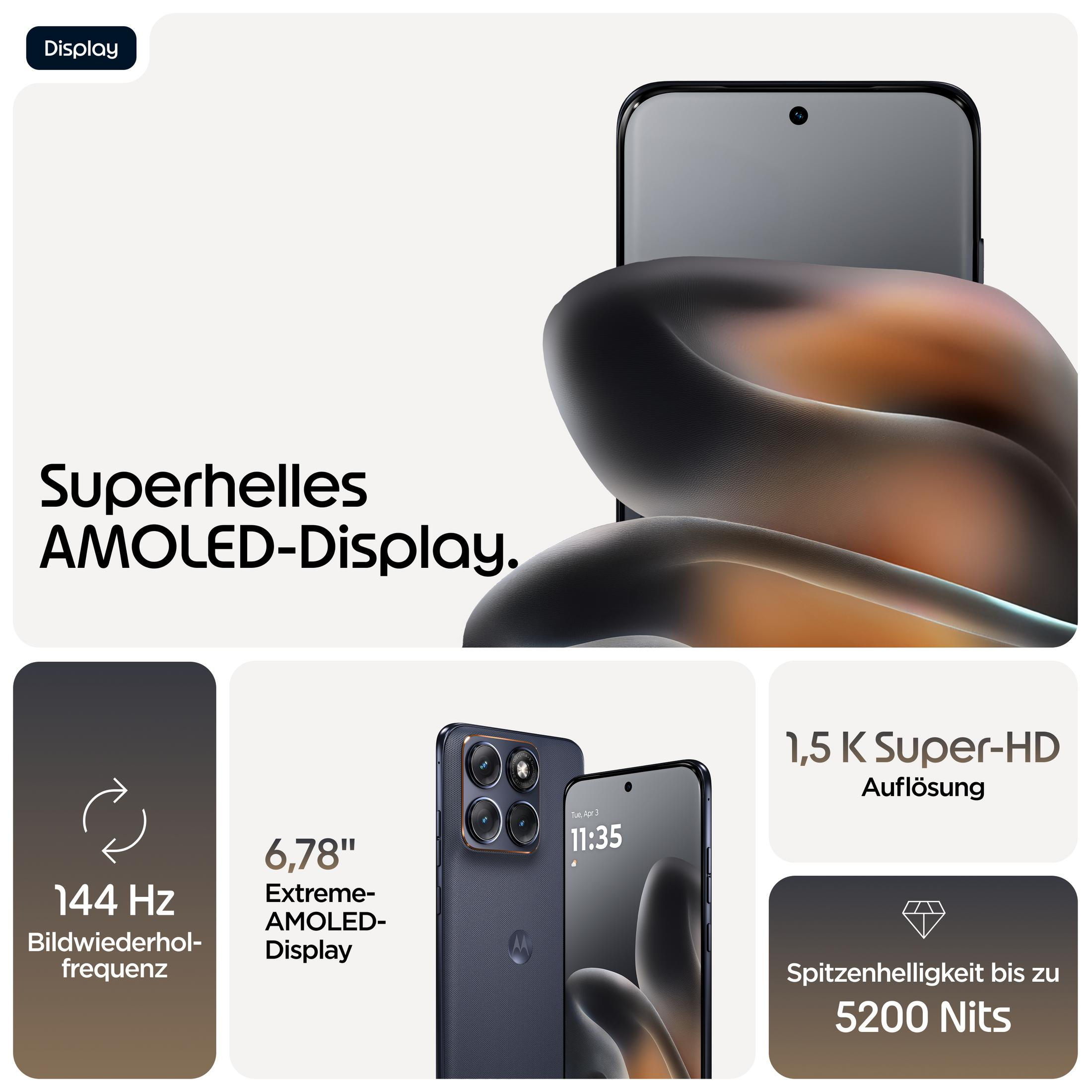 A smartphone featuring a 6.78" AMOLED display, 144 Hz refresh rate, and 5200 nits peak brightness.