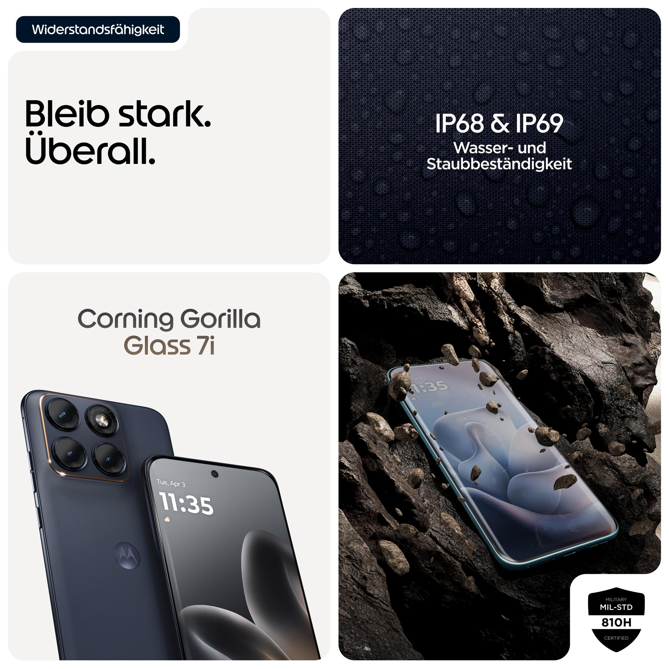 A smartphone with Corning Gorilla Glass 7i and IP68/IP69 protection.