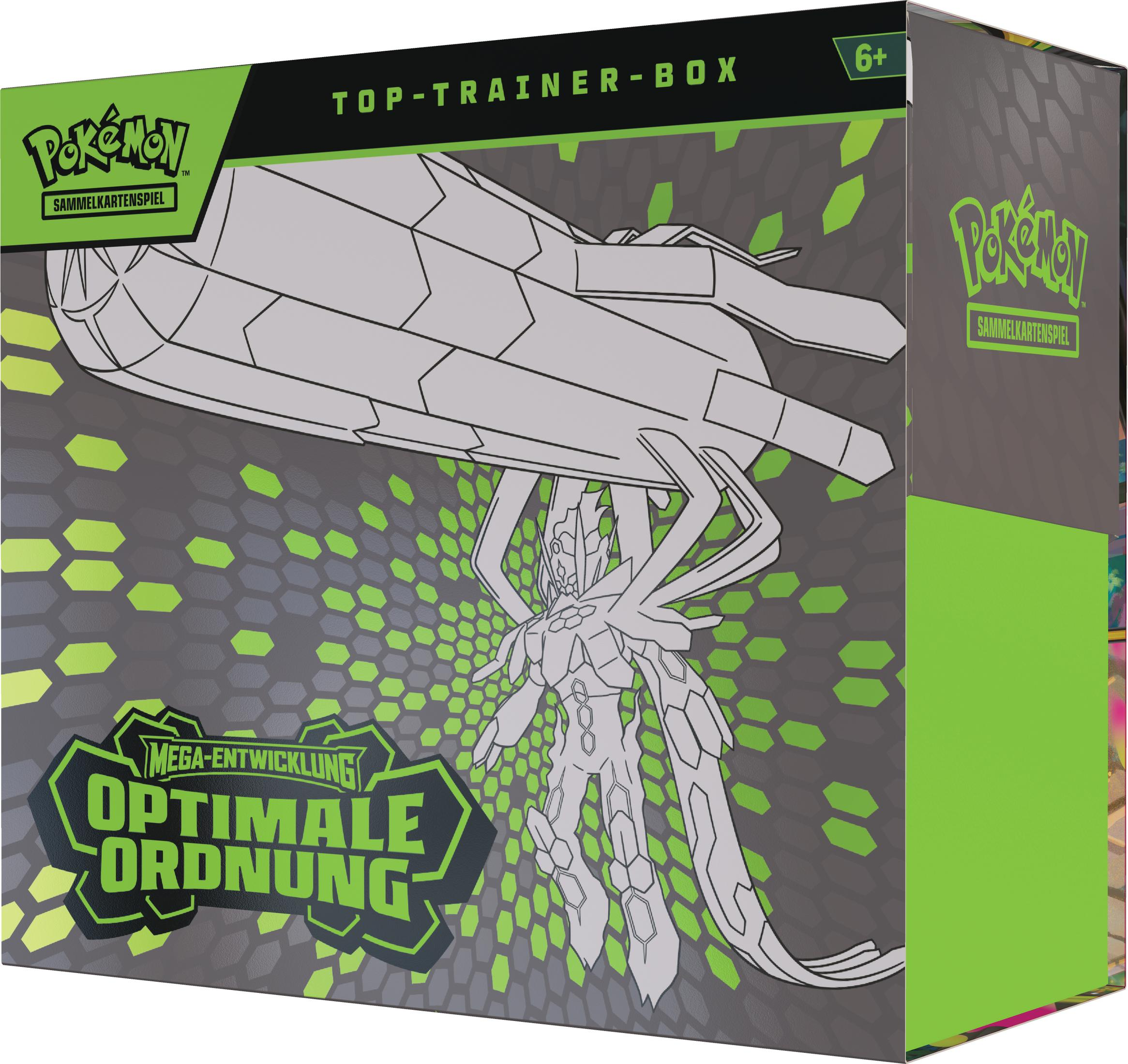 Pokemon Top-Trainer-Box mit Mega-Entwicklung und Optimaler Ordnung Grafik.