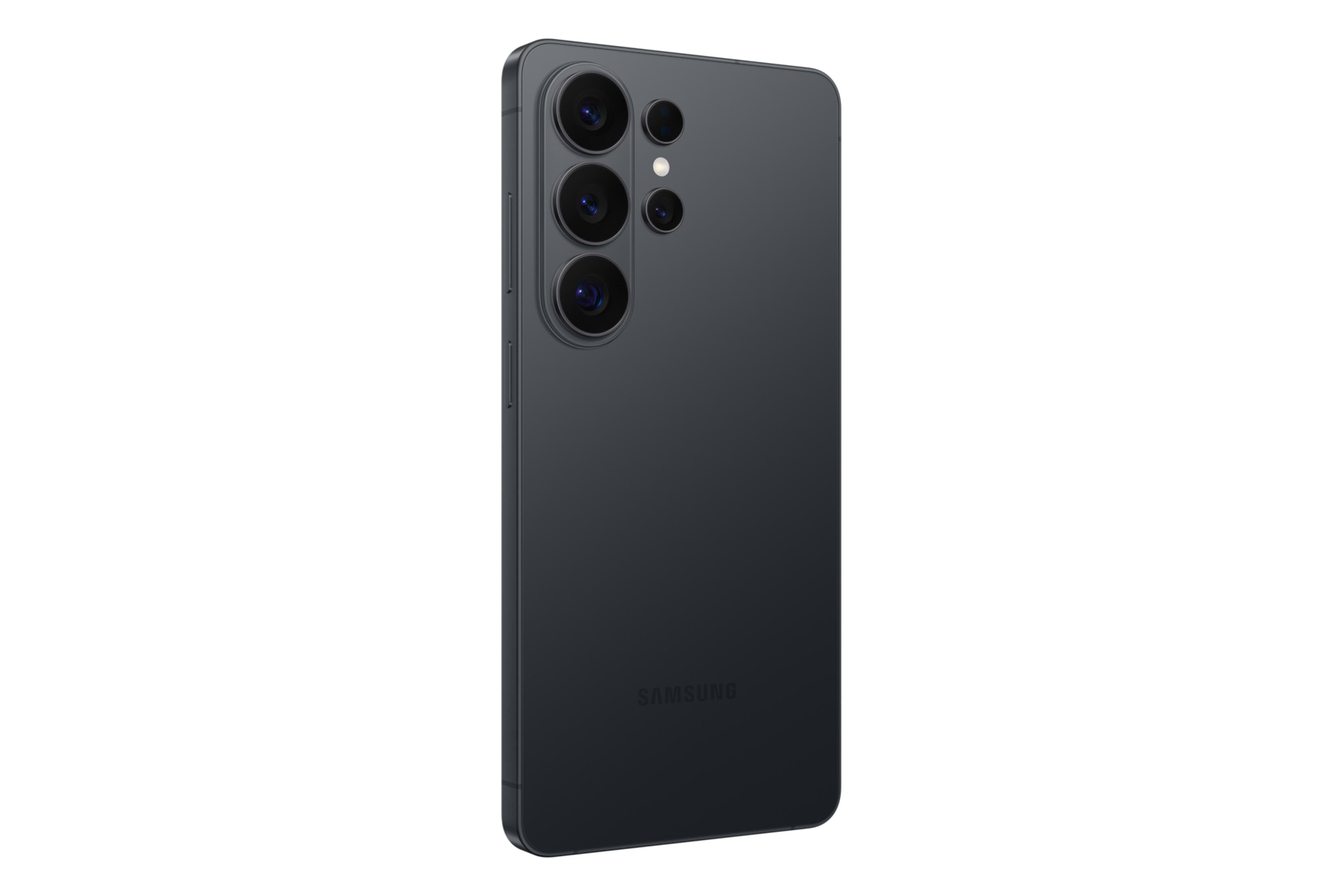 Dunkelgraues Samsung Smartphone von hinten, mit vier Kameras.