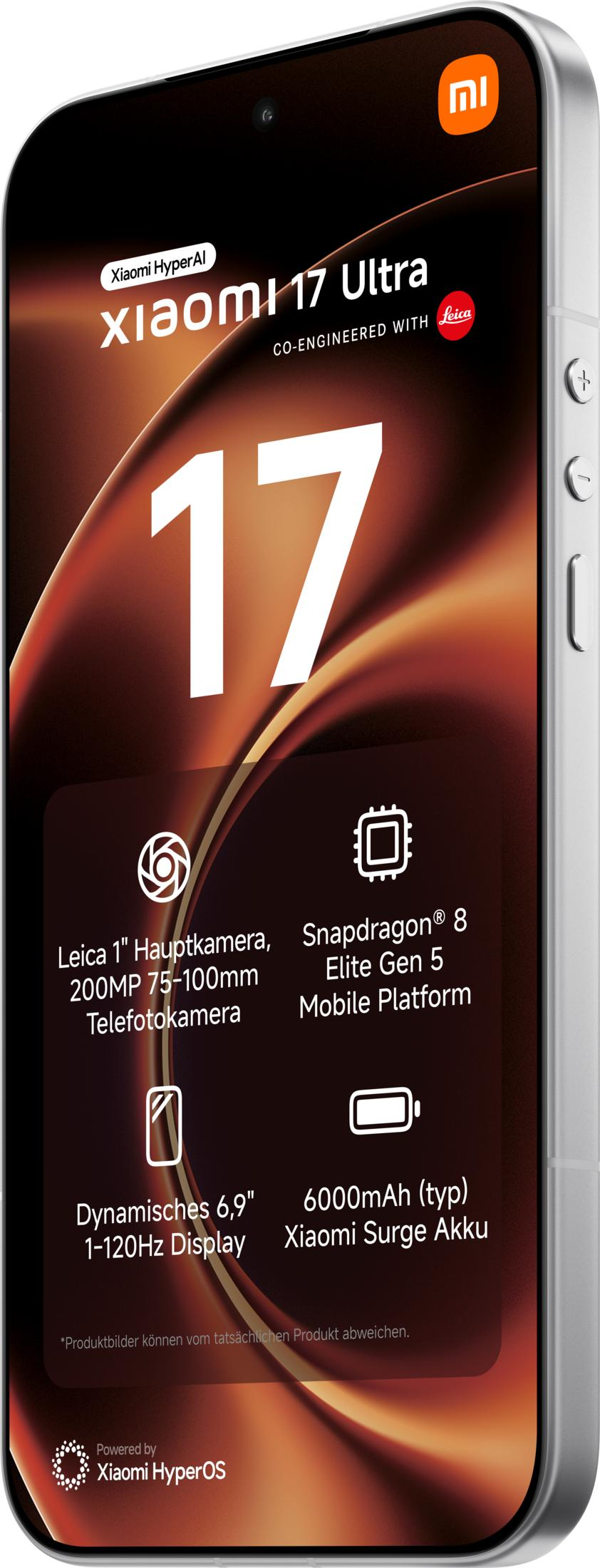 Xiaomi 17 Ultra mit Leica Kamera, Snapdragon 8, 6,9" Display, 6000mAh Akku.