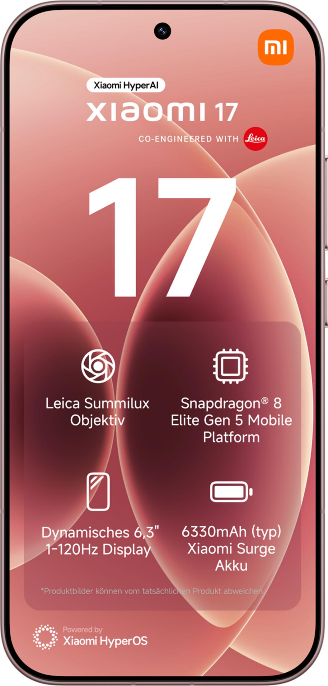 Xiaomi 17 con lente Leica, Snapdragon 8 Gen 5, pantalla 6,3", batería 6330mAh.