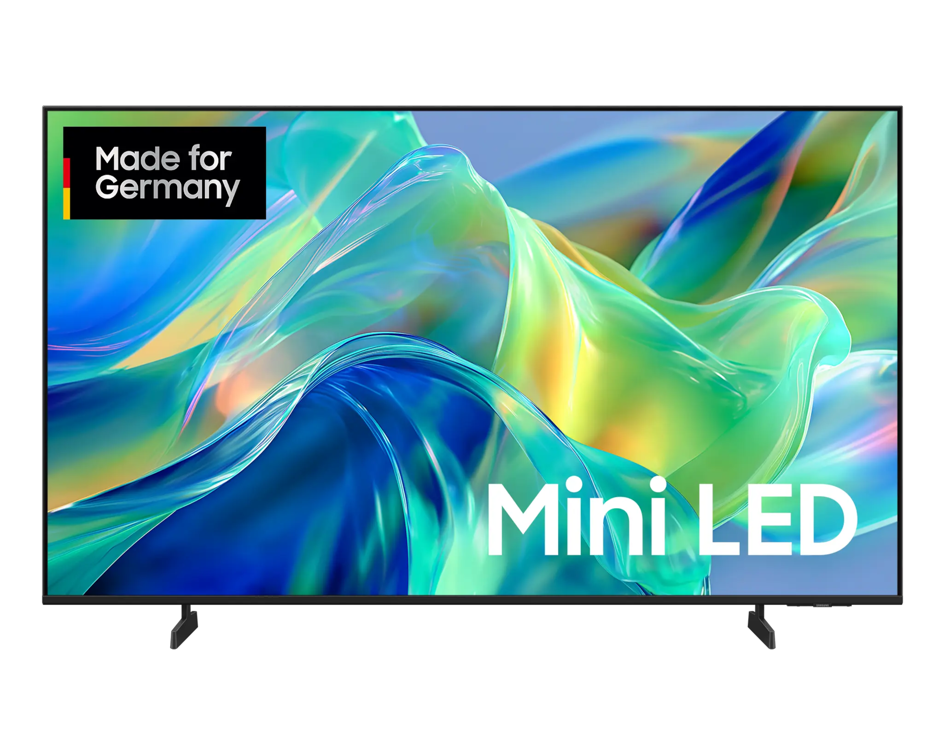 Ein Fernseher mit "Made for Germany" Logo und "Mini LED" Schriftzug.