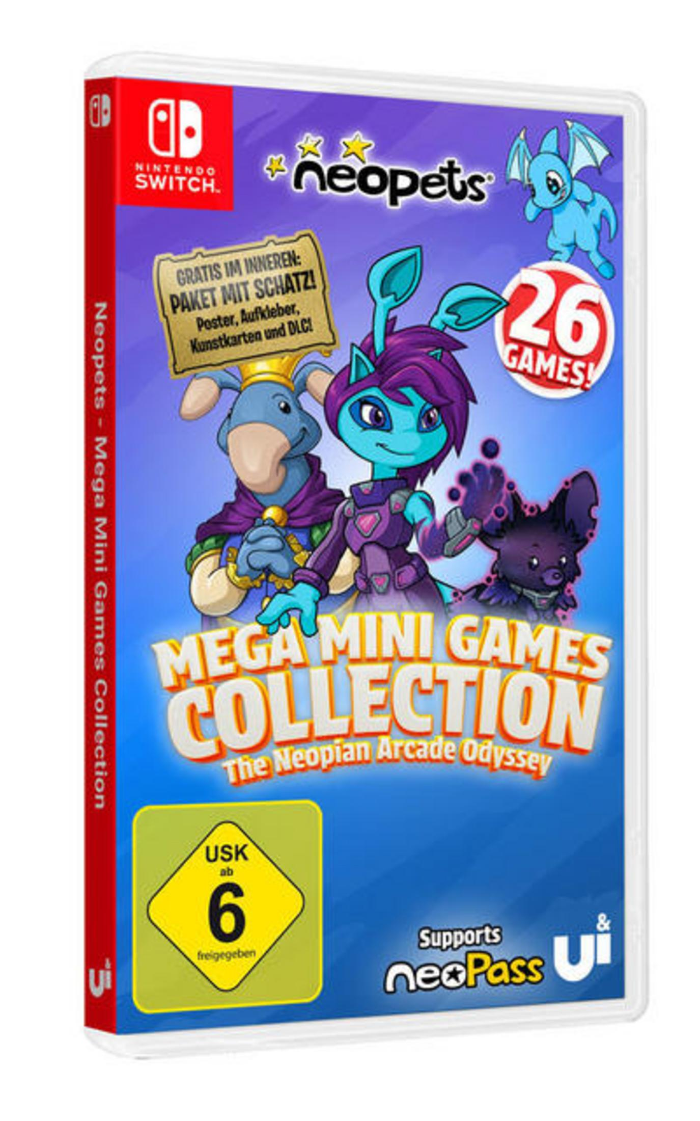 Custodia Neopets Mega Mini Games Collection Nintendo Switch con personaggi e info.