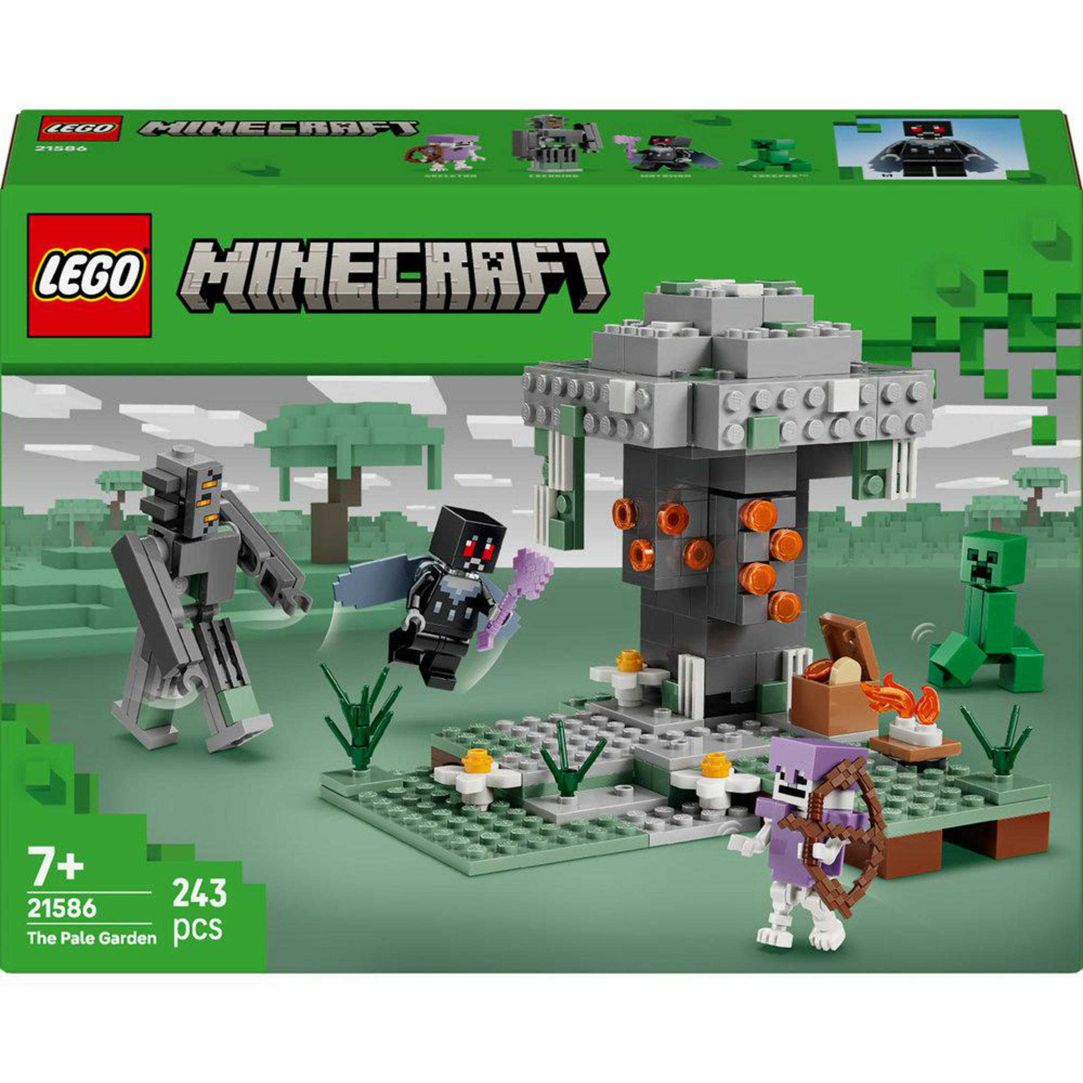 Set LEGO Minecraft con esqueleto, creeper y figuras robóticas.