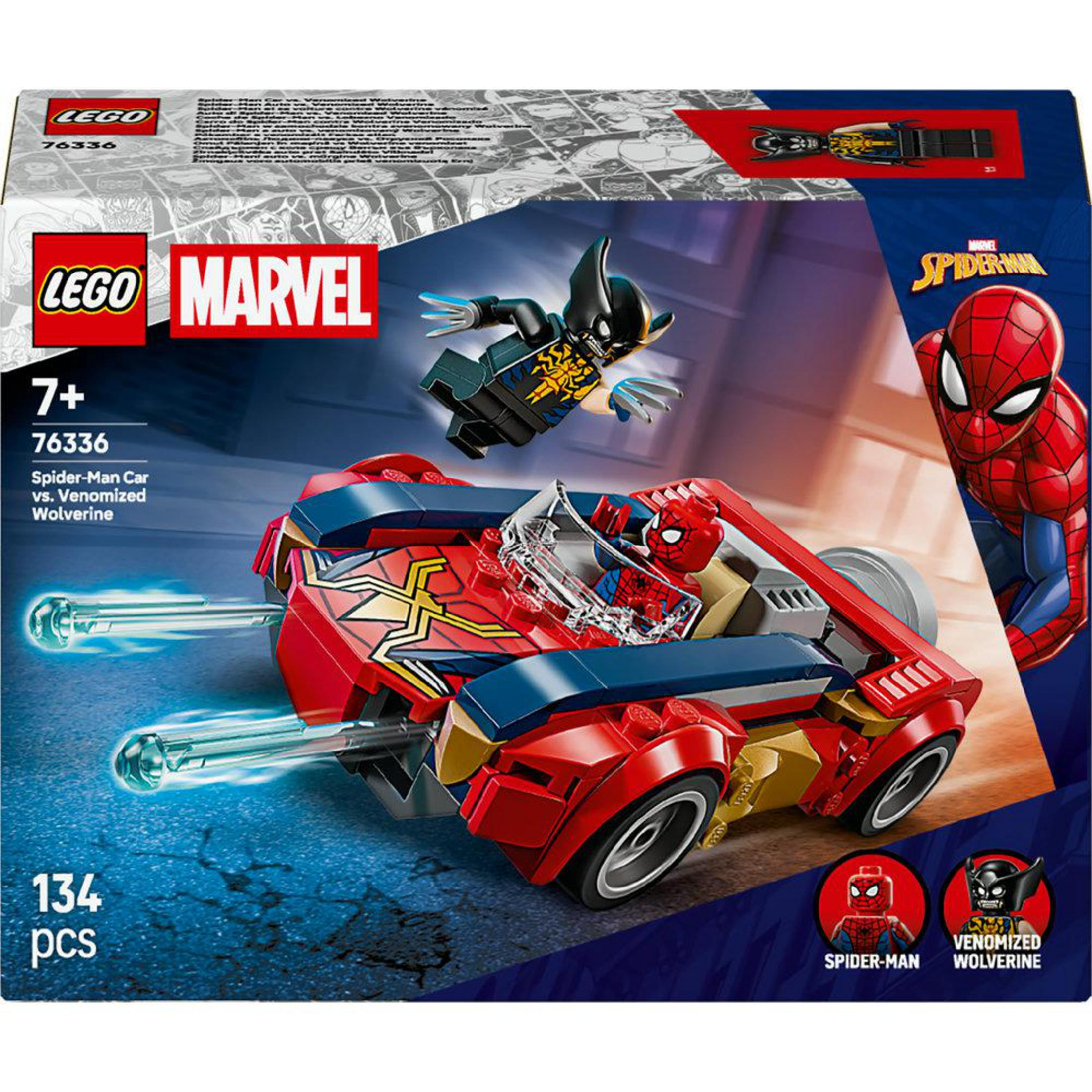 Set giocattolo LEGO Spider-Man vs. Wolverine Venomizzato con figure.