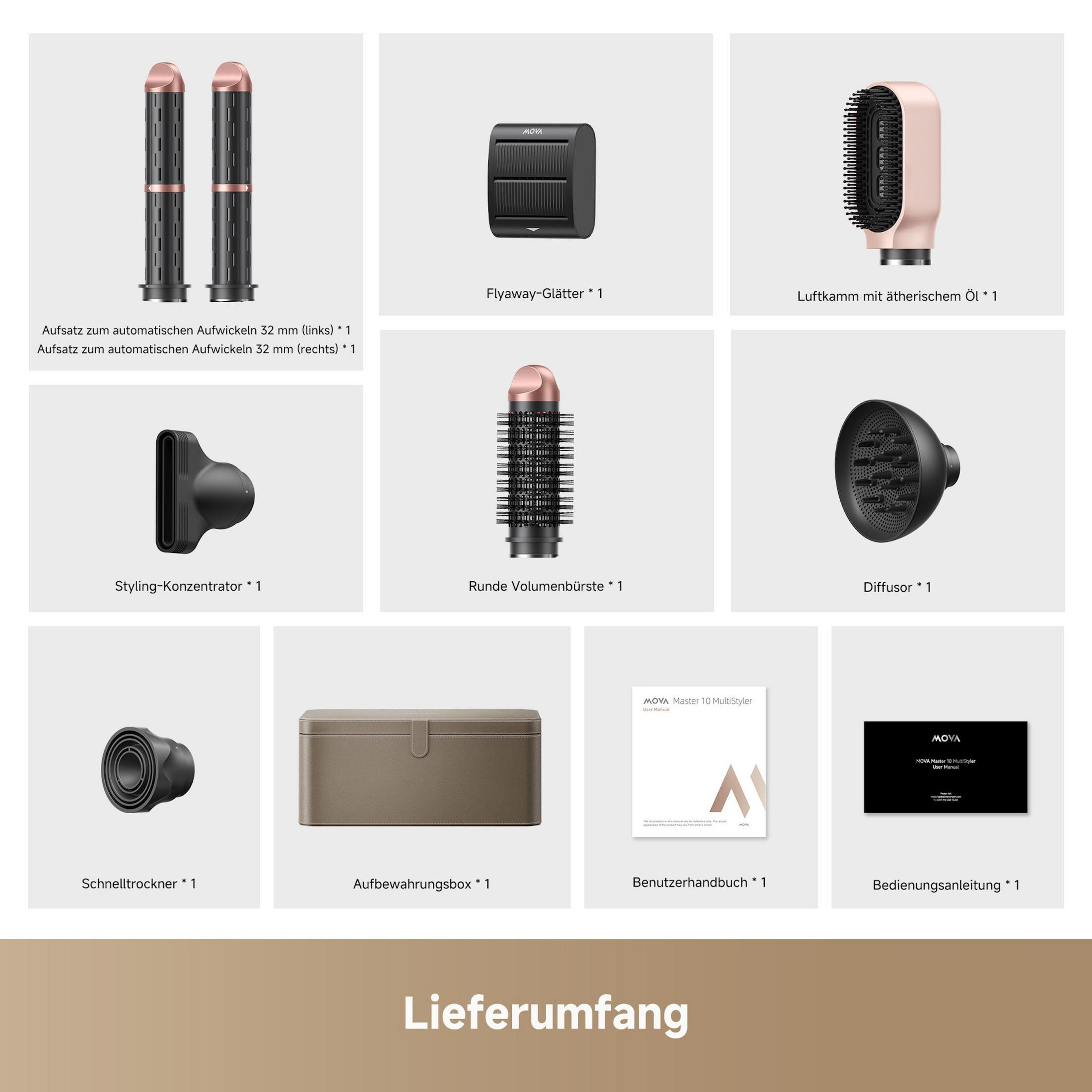 Dos accesorios negros con detalles de cobre para rizar automáticamente.