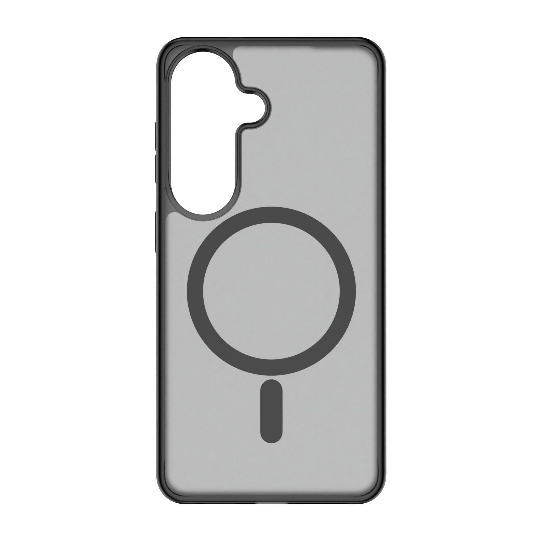 Funda de teléfono gris con círculo y raya MagSafe.