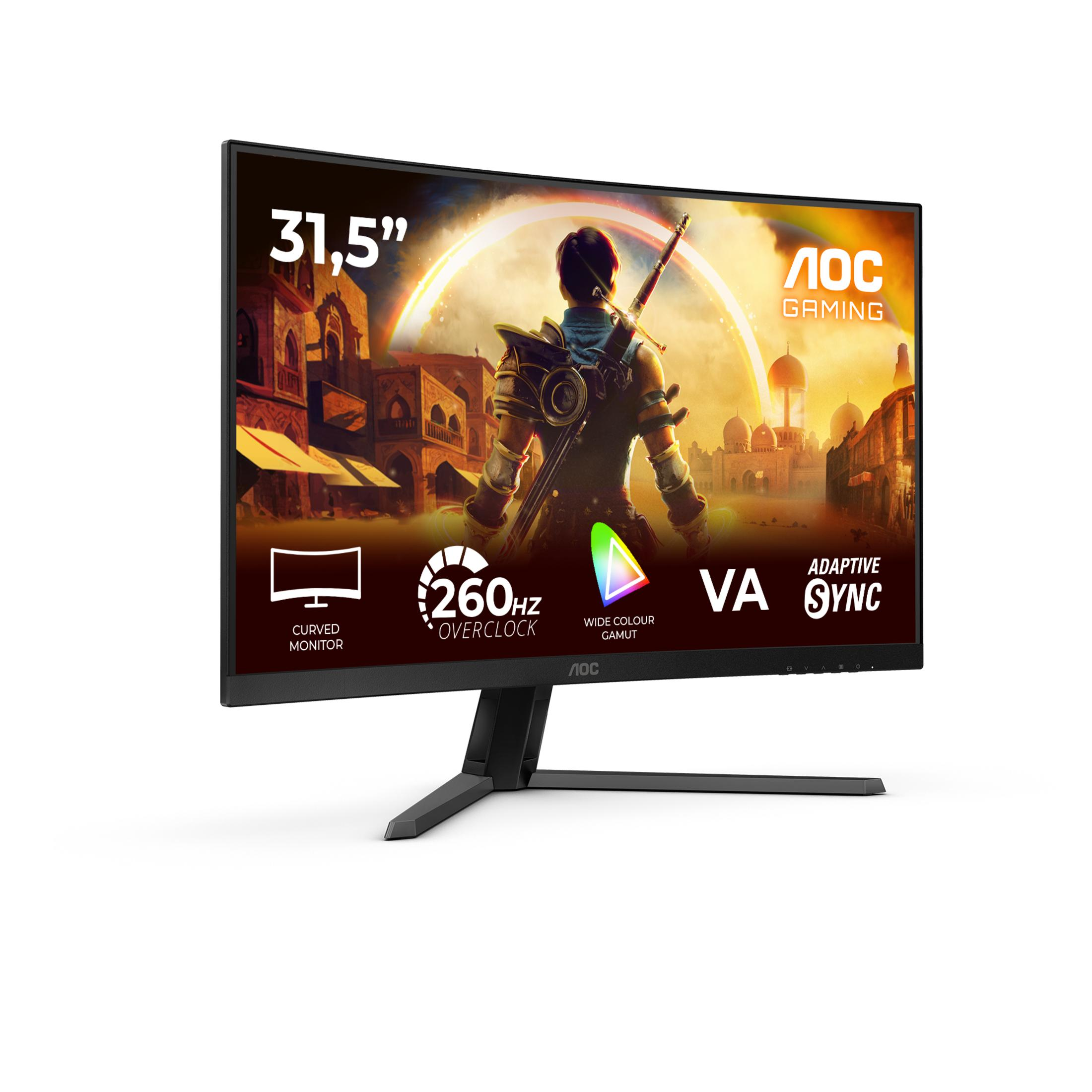Zakrzywiony monitor gamingowy 31,5 cala ze sceną gry, 260Hz, panel VA, Adaptive Sync.