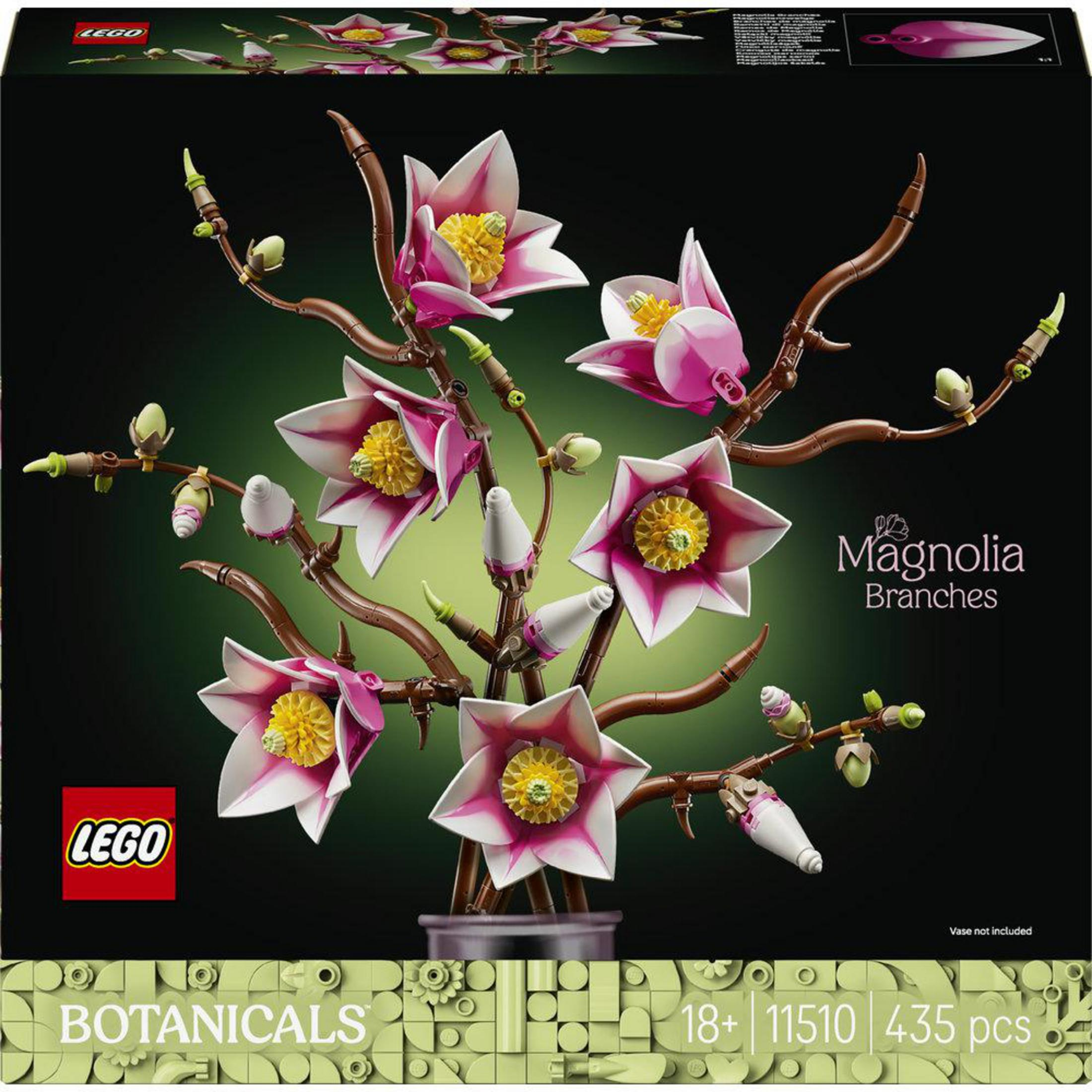 LEGO Manolya Dalları seti, kahverengi saplarda pembe ve beyaz çiçekler.
