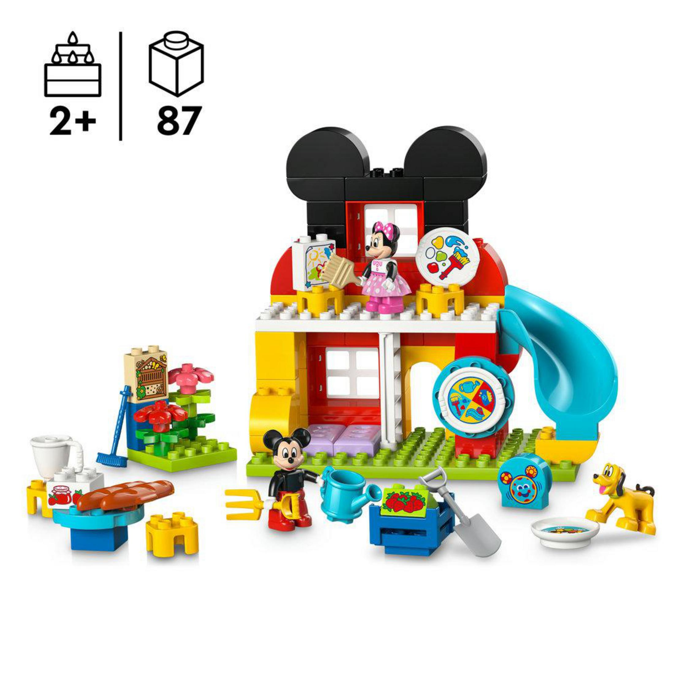 Domek Lego Duplo Myszki Miki z postaciami, zabawkami i akcesoriami.