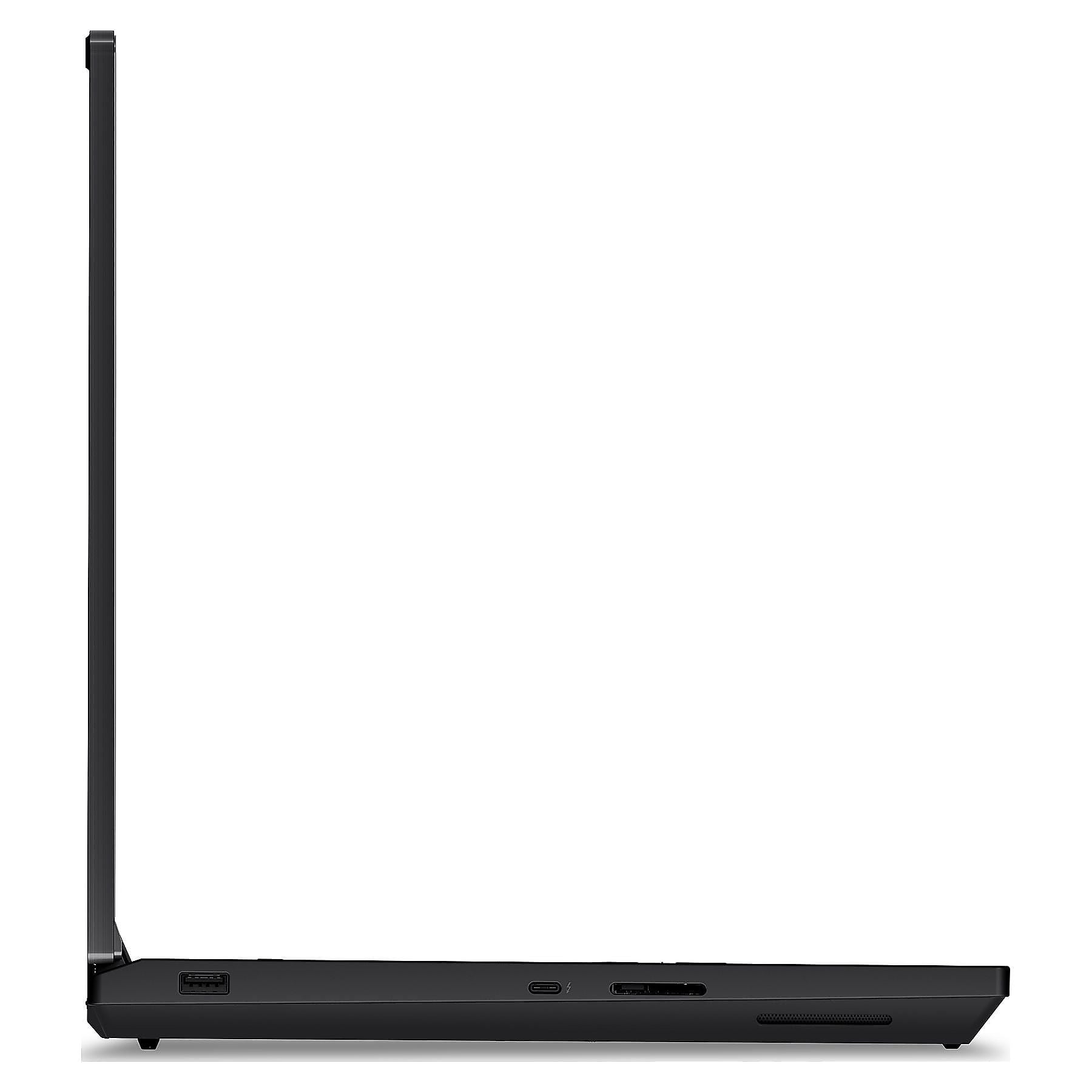 Vista laterale di un laptop nero con porte USB-C e USB-A.